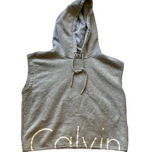 Calvin Klein Jeans Gray Sleeveless Crop Hoodie